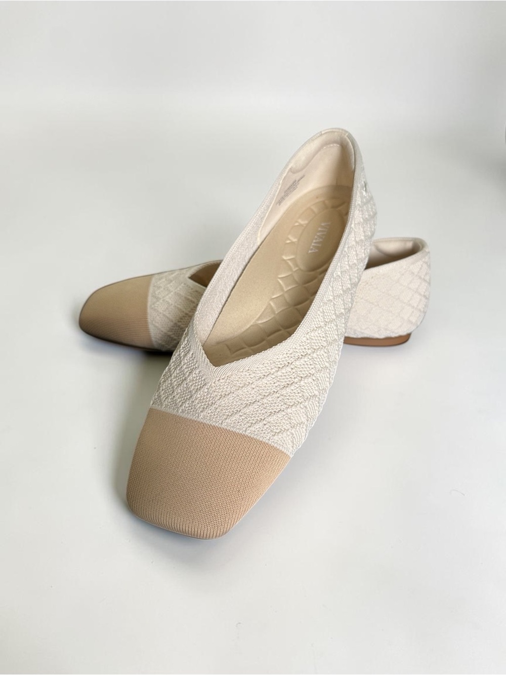 VIVAIA EU40/US9 Yellow Apricot Quilt Margot 3.0 Square Toe V-Cut Ballet Flat